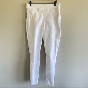 Spanx Women's Distressed White Skinny Ankle Jeans Raw Hem Size Medium